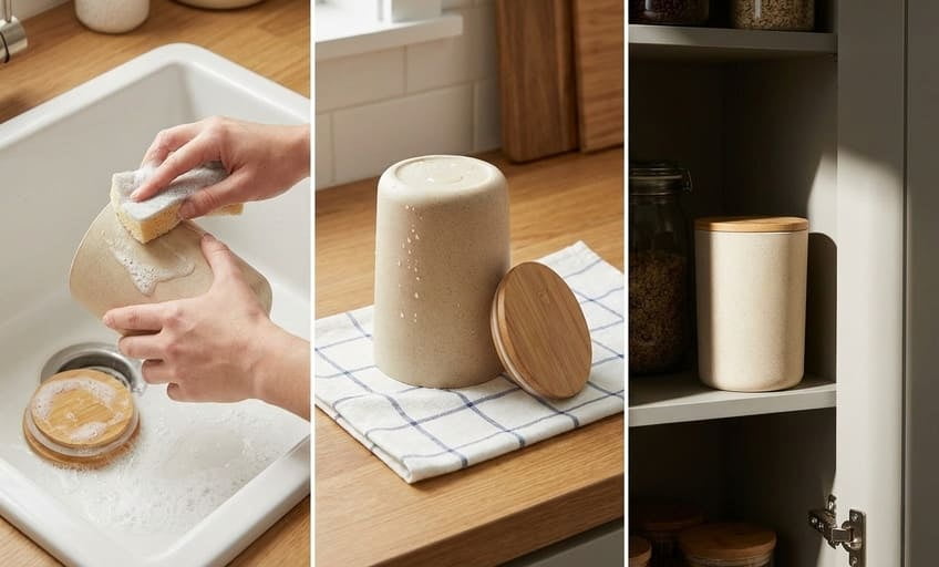 care bamboo fiber jars lids