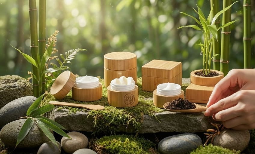eco friendly bamboo cosmetic jars