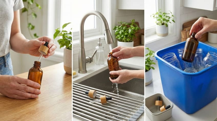 recycling glass dropper bottles