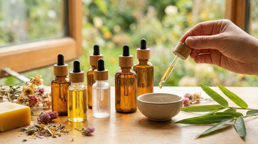 glass dropper bottles for skincare and essential oils