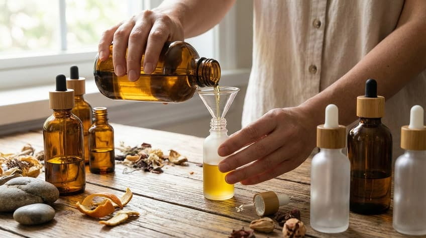 essential oils and glass