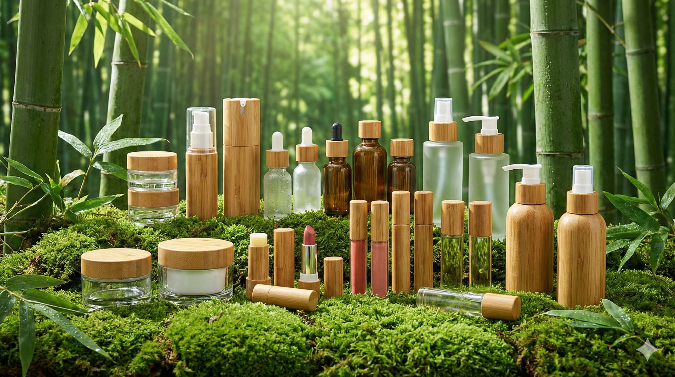 Premium Bamboo Cosmetic Packaging Set