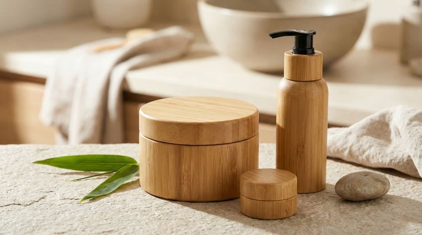 minimalist skincare packaging bamboo