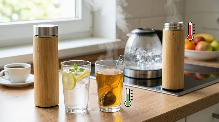 bamboo bottle with hot beverages