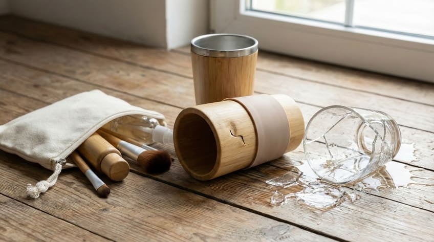 drop test bamboo bottle