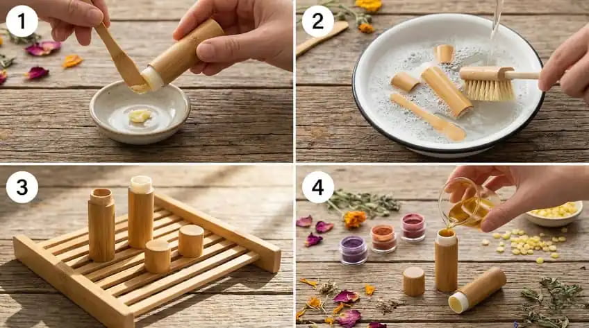 clean reuse lip balm tube