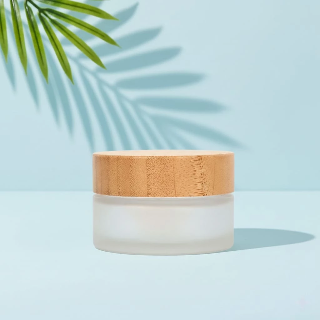 Custom Frosted Glass Bamboo Jar for Wholesale Skincare