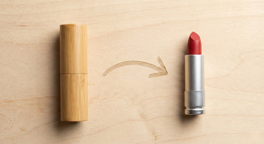 refillable bamboo lipstick tube structure