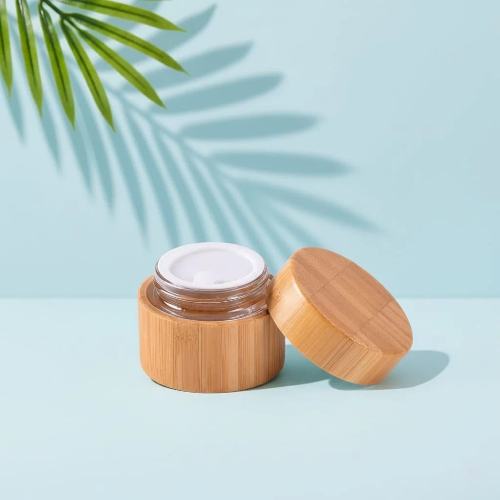 Wholesale Bamboo Glass Jar 15g-100g for Skincare