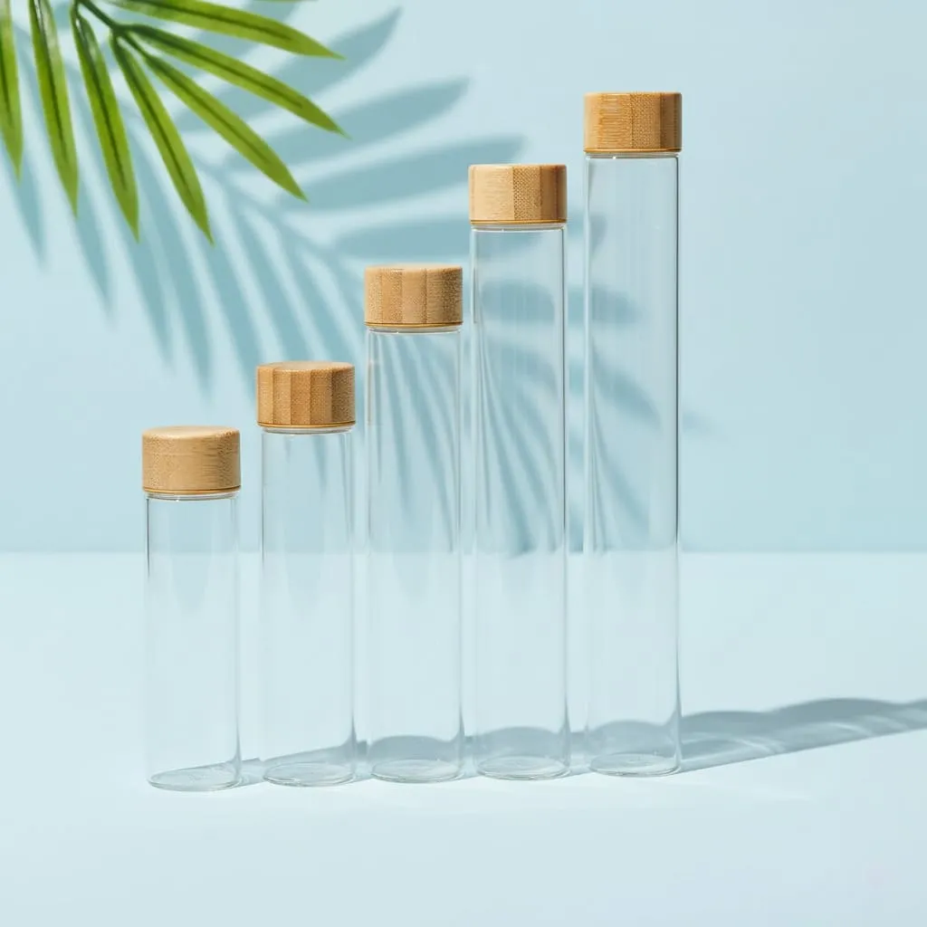 Wholesale Glass Jar with Bamboo Lid for Cannabis