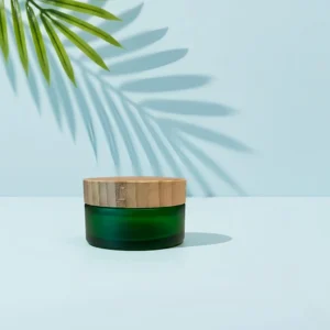 Wholesale Green Glass Jar with Bamboo Lid for Cream
