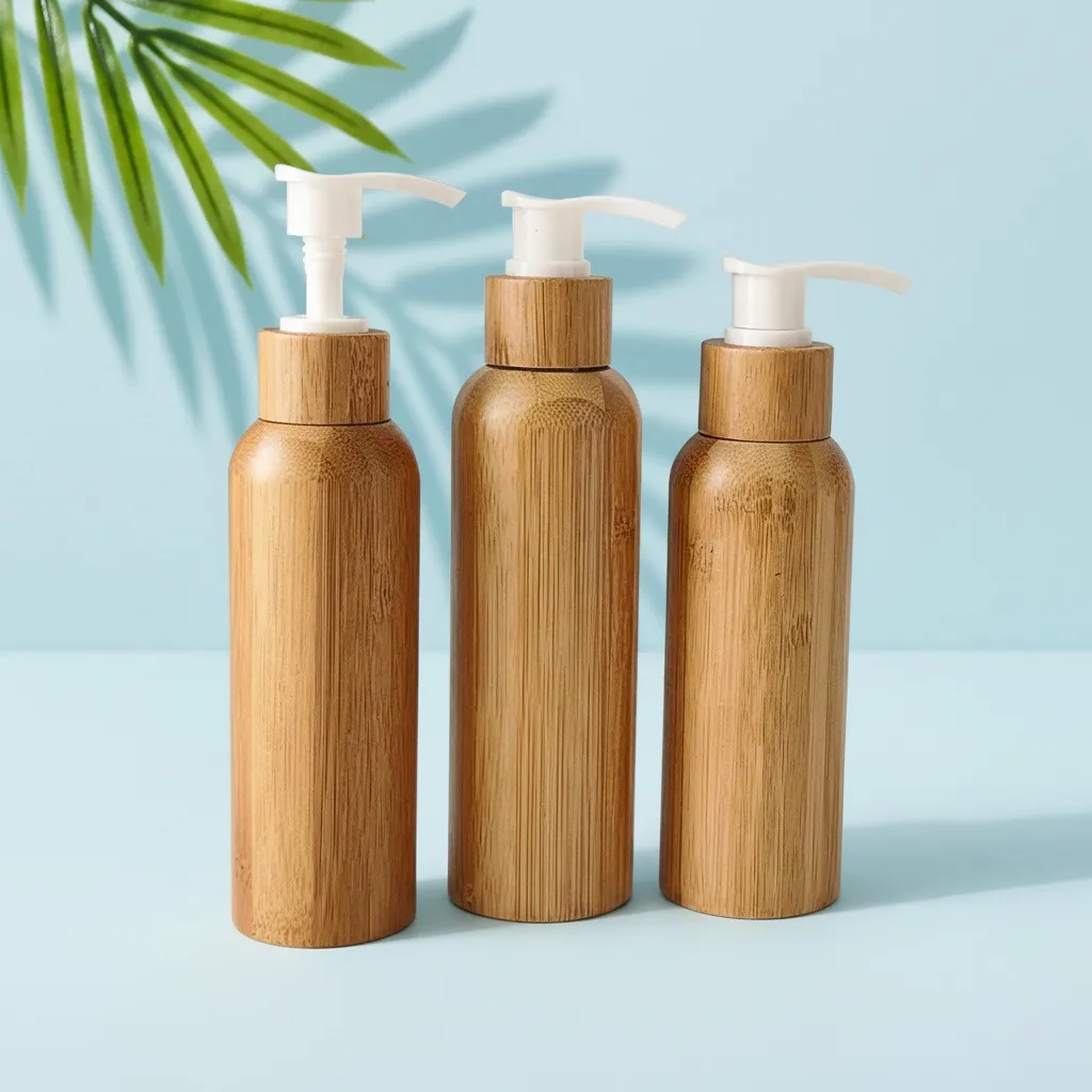 Wholesale Bamboo Lotion Bottle PET Inner for Body Lotion