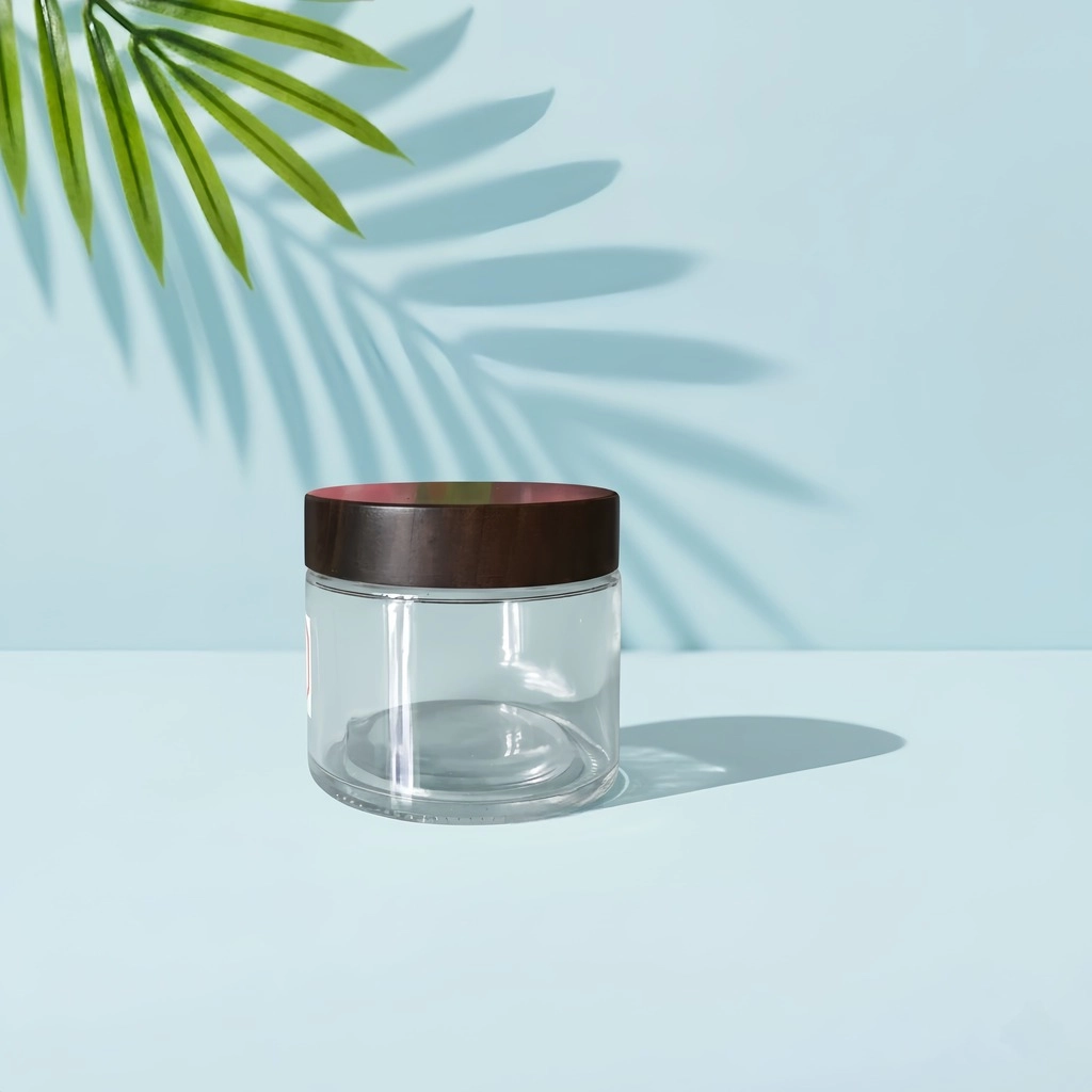 Wholesale Clear Glass Jar with Wood Lid