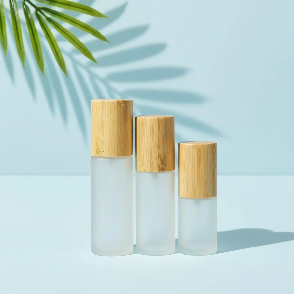 Wholesale Frosted Glass Bamboo Spray Bottle for Toner