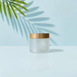 Wholesale Frosted Glass Jar with Bamboo Lid for Cream