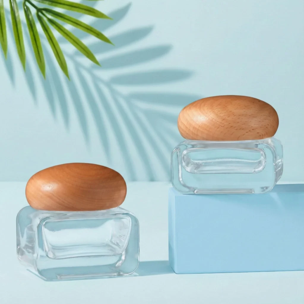 Wholesale Solid Wood Lid Cosmetic Jar