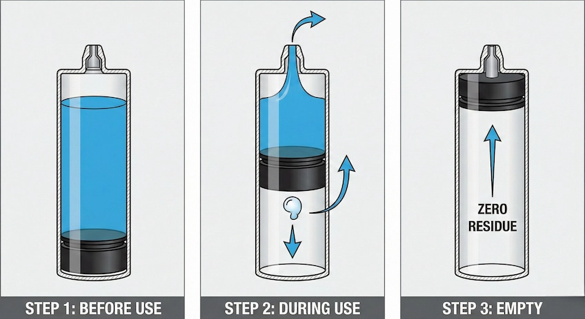 airless pump bottle mechanism diagram