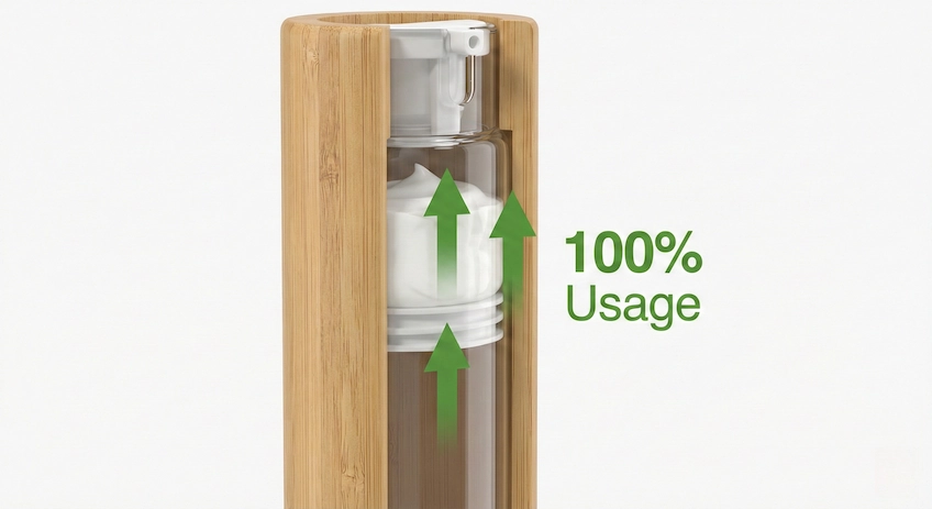 airless pump bottle piston mechanism diagram