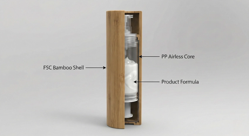 bamboo airless bottle structure material