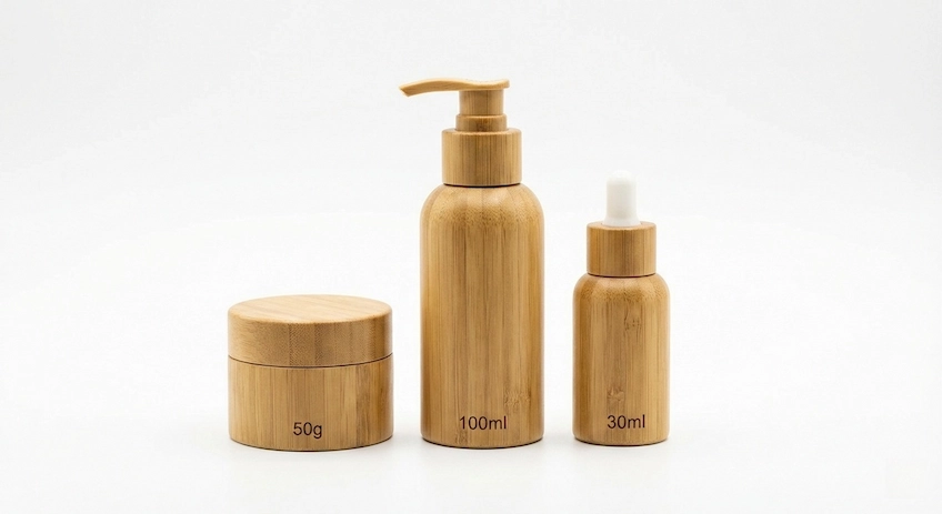 bamboo cosmetic packaging collection for sustainable beauty brands