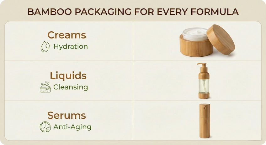bamboo cosmetic packaging uses chart