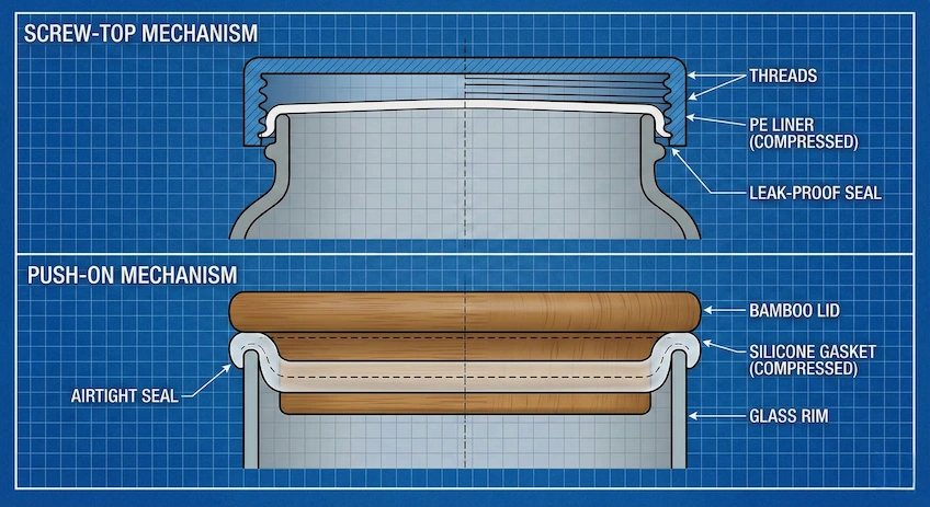 The Anatomy of a Seal: Silicone Ring vs. Screw Thread bamboo lid sealing mechanism diagram