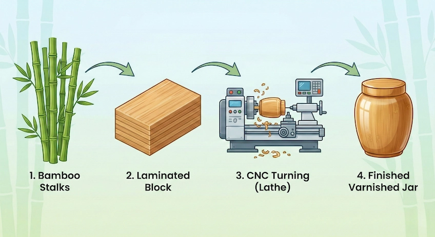 bamboo manufacturing process cosmetic packaging