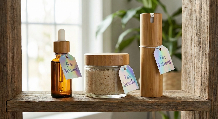 bamboo cosmetic packaging collection for different formulas