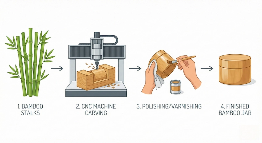 bamboo cosmetic packaging manufacturing process
