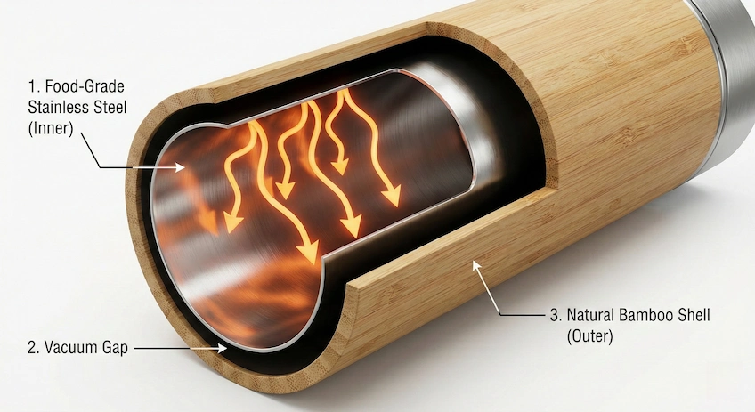 bamboo thermal bottle structure