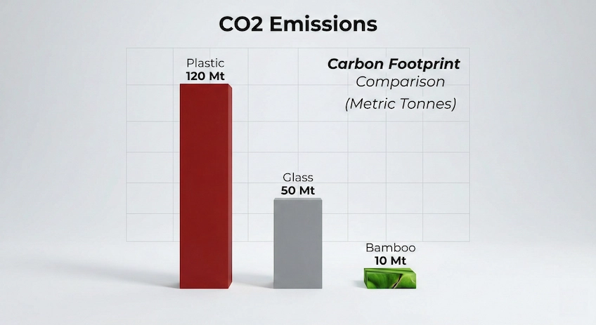 Data Chart: Carbon Footprint of Bamboo vs Plastic carbon footprint comparison bamboo vs plastic packaging