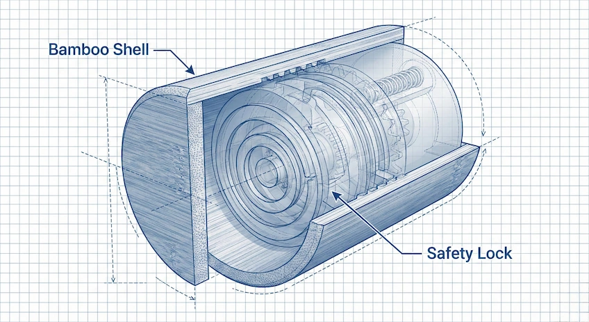 child resistant bamboo lip balm packaging