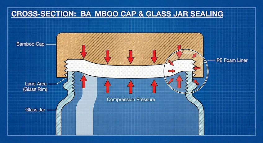 cosmetic jar sealing mechanism cross section