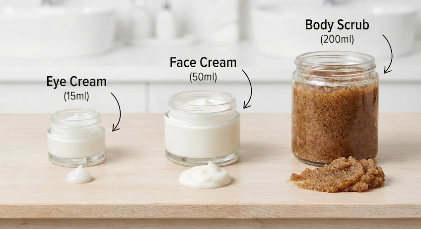 cosmetic jar size guide comparison