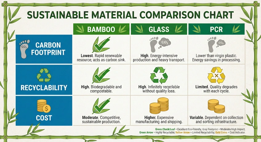eco friendly packaging material comparison chart