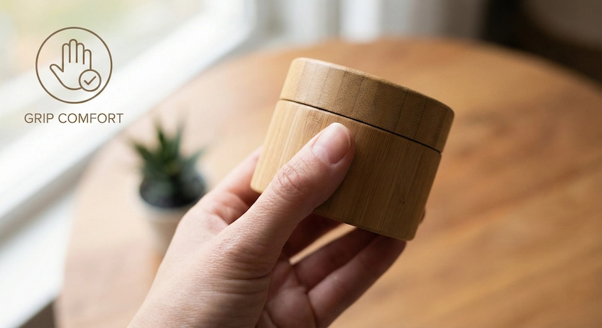 User Experience: Ergonomics and Hygiene in Packaging ergonomic bamboo cosmetic jar design
