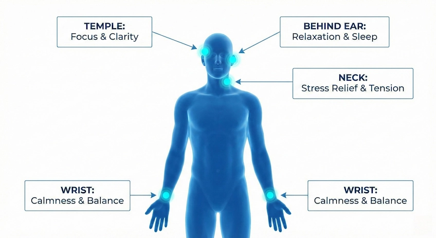 essential oil pulse point application diagram