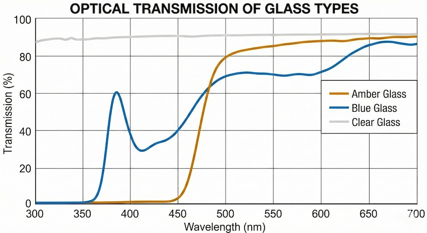 glass color uv transmission spectrum graph