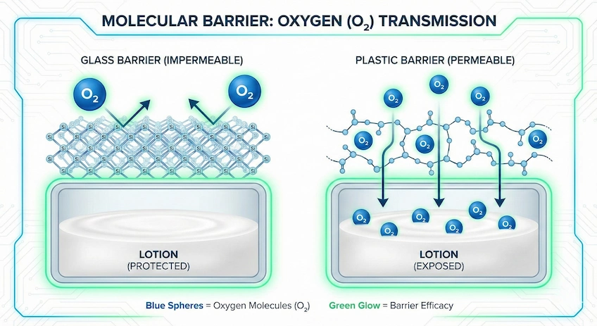 glass vs plastic lotion bottle preservation