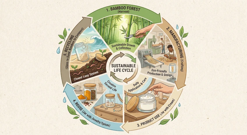 lifecycle of bamboo glass jar packaging
