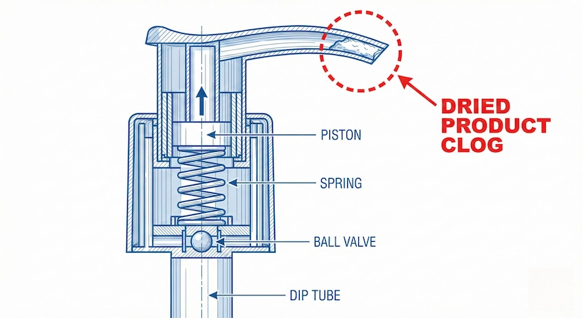 lotion pump internal spring mechanism diagram