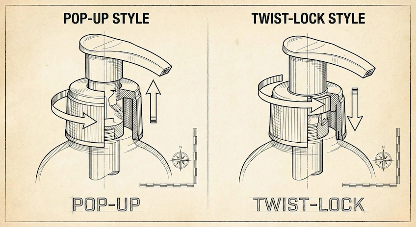 lotion pump locking mechanism diagram