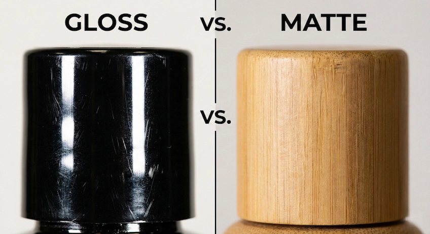 The Touch of Luxury: Matte Glass vs. Glossy Plastic luxury skincare packaging texture detail