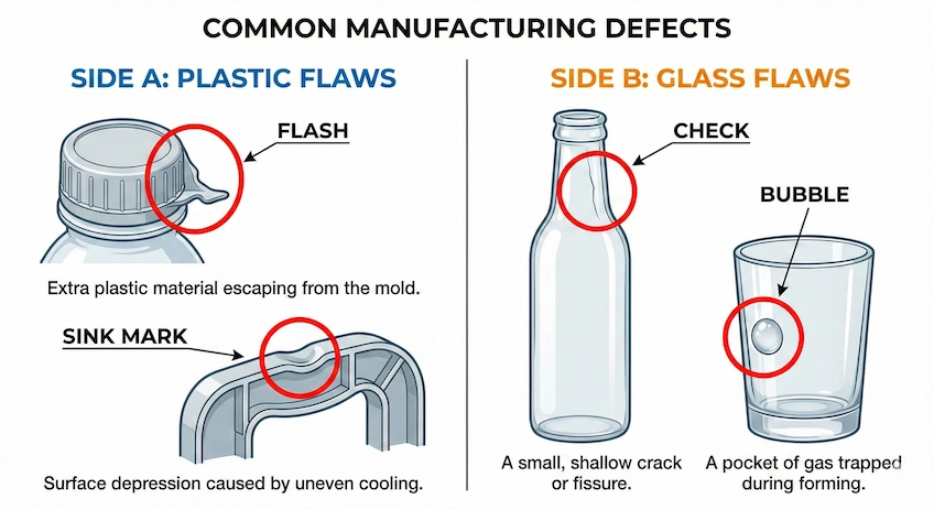 plastic vs glass bottle defect chart