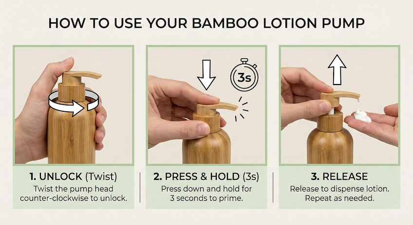 priming bamboo lotion pump instruction
