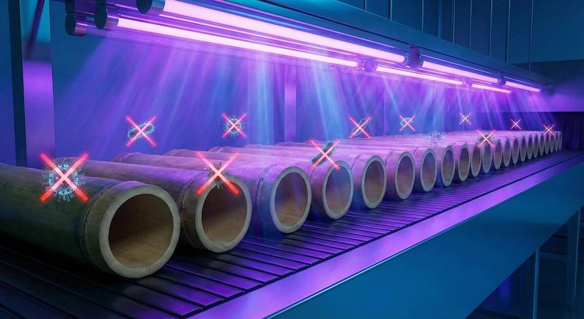 UV sterilization tunnel processing cosmetic bamboo tubes