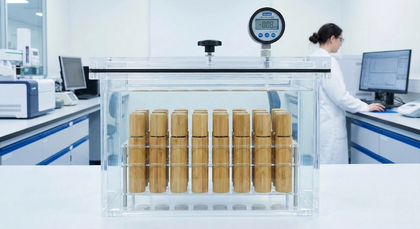 Vacuum Chamber Leak Testing for Cosmetic Packaging vacuum leak testing packaging lab