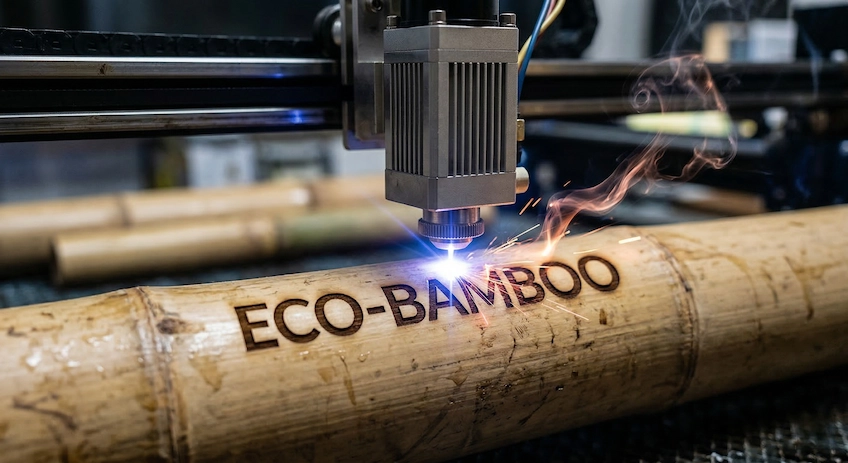 Custom laser engraved bamboo lipstick tubes