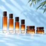 Amber Gradient Glass Bottles and Octagonal Cream Jars – Size Lineup