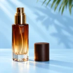Amber Gradient Glass Spray Bottle – Gold Atomizer Front View